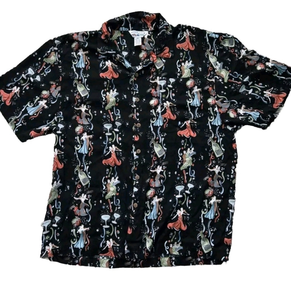 Vintage Hawaiian Shirt Weekend Traffic Novelty Drink Swing Dancing Button Sz XXL